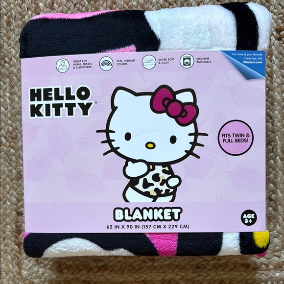 Hello Kitty Blanket with Pink, Black, and White - Picture 1 of 2